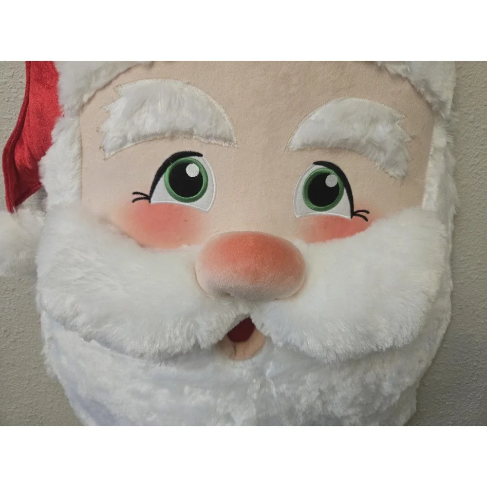 Vintage 1990 Giant Gemmy Plush Hanging Santa Face Head Musical Animated 30